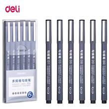 Deli Pigment Liner Pen Set Sketching Markers Ink Black 0.25/0.35/0.45/0.5/2.0mm BR Different Tip Art Fineliner Sketching Pen 2024 - buy cheap