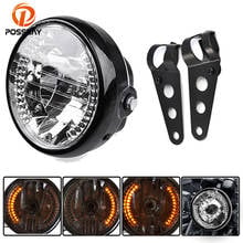 POSSBAY 6.5" Motorcycle Headlight Turn Signal Indicator Blinker Light With Bracket Headlamp for Harley Suzuki Yamaha Cafe Racer 2024 - buy cheap