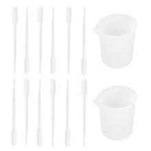 Copos misturadores de silicone, copos de silicone para medição de joias, pipetas de plástico 100ml, 14 peças 2024 - compre barato