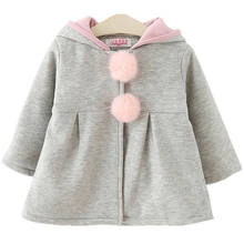 Пальто для маленьких девочек пальто с капюшоном с кроличьими ушками, пальто для маленьких девочек Весенняя осенне-зимнее пальто, теплые куртки, детская верхняя одежда для новорожденных, детские топы, верхняя одежда 2024 - купить недорого