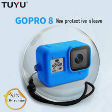 Funda de silicona de alta calidad para cámara GoPro Hero 8, carcasa azul y negra con correa ajustable para la muñeca, accesorios 2024 - compra barato