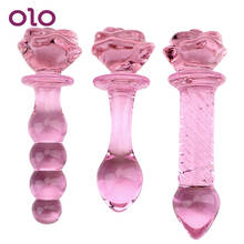 OLO Butt Plug Pink Rose Crystal Anal Plug Prostate Massager Adult Masturbator Glass Dildo Anal Sex Toys for Women Adults 18 2024 - buy cheap