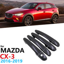 Proteção de porta de fibra de carbono, preta, capa de proteção de porta para mazda tamanhos CX-3 cx 2016 ~ 2019, acessórios de carro, adesivos 2017 2018 2024 - compre barato