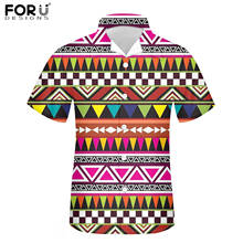 FORUDESIGNS African Tribe Pattern Male Summer Button Fashion Short Sleeve Stand Collar Shirt Boy Beach Shirt Top Tees 2024 - buy cheap