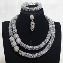 4UJewelry-Conjunto de joyería fina para mujer, conjunto de 2 capas de plata, joyería nupcial India para bodas nigerianas africanas, Navidad 2019 2024 - compra barato