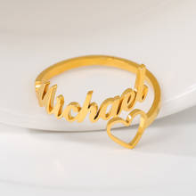 Anel de nome de coração personalizado de aço inoxidável anéis de prata de ouro para mulheres bff jóias anéis de banda de casamento melhor amigo presentes 2024 - compre barato