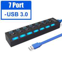 ILEPO-Hub USB 3,0 Multi Hub, alta velocidad, 4 y 7 puertos, interruptor de encendido y apagado, adaptador divisor USB, Accesorios de ordenador para PC y portátil 2024 - compra barato