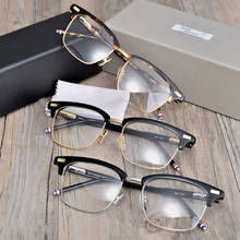 Nova york thom óculos de marca de design para homens e mulheres, armação quadrada semi sem aro, óculos para prescrição óptica tb711, 2021 2024 - compre barato