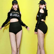 Jazz Costumes Adults Sexy Black Short Top Hip Hop Performance Clothing Rave Outfit Women Nightclub Dj Ds Singer Wear DNV12518 2024 - buy cheap