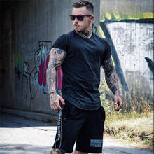 2020 New Cotton T Shirt Mens casual Breathable T-Shirt Homme Gyms Shirt Men Fitness Summer Fashion Pure color Tight Tops 2024 - buy cheap