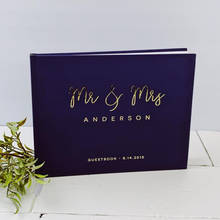 Navy Mr & Mrs wedding Guestbook customize real gold ideas book wedding guest book alternative marriage gift instant photo booth 2024 - buy cheap