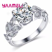 New Trendy Fashional 925 Sterling Silver Female Jewelry Charming Elegant Crystals Leaf Shape Ring For Woman Girl Anniversay Gift 2024 - buy cheap