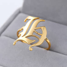Женское кольцо с буквами и буквами, регулируемое кольцо золотого цвета, креативное свадебное кольцо с буквами, подарочное ювелирное изделие с буквами алфавита 2024 - купить недорого