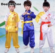 2021 crianças chinês tradicional wushu uniforme para crianças bordado dragão artes marciais conjuntos de palco desempenho traje menina menino 2024 - compre barato
