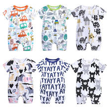 Cartoon Print Baby Romper Knitting Cotton Toddler Girl Summer Clothes Short Sleeve Baby Girl Romper Infant Clothing 0-24 Months 2024 - buy cheap