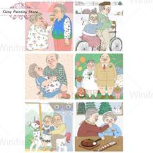 Diamond Painting 5D Full Square/Round Drill Old Couple Cartoon Illustration Diamond Embroidery Cross Stitch Family Decor Gift 2024 - buy cheap