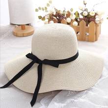 Suummer Hats Women'S Bow Straw Sun Hats Simple Foldable Wide Brim Floppy Girls Caps Beach Fashion Hat Uv Protect Lady Travel Cap 2024 - buy cheap