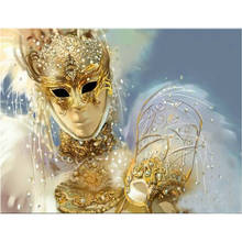 Diy pintura diamante ponto cruz máscara padrão 5d diamante bordado mulher máscara mosaico imagem resina broca completa decoração da sua casa 2024 - compre barato