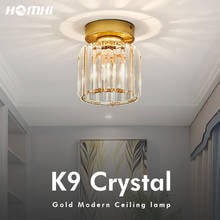 Luxo moderna luz de teto cristal k9 ouro redondo nordic decoração casa escada loft varanda led teto overlapped HZL-080 2024 - compre barato