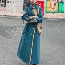 Тренч Женский Винтажный Длинный, модное элегантное двубортное пальто с длинным рукавом и поясом, корейское длинное пальто, осень 2020 2024 - купить недорого