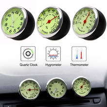 Reloj con termómetro para coche, higrómetro, reloj de cuarzo para estilizar el coche, Mini decoración de coche, adornos mecánicos, decoración de coche luminosa 2024 - compra barato