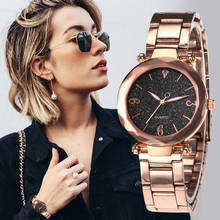 Relógio feminino visor céu estrela, relógio de pulso feminino ouro rosa luxuoso 2024 - compre barato