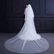 Véu de noiva com pente catedral, véu de casamento com 2 camadas brancas de marfim de 3m, longo com pente, acessórios de noiva 2024 - compre barato