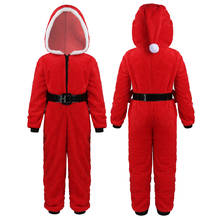 Kids Santa Costume Soft Coral Fleece Hooded Jumpsuit Pajamas with Belt Set Children Boys Girls Christmas Theme Party Xmas Outfit 2024 - buy cheap