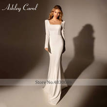 Ashley Carol Mermaid Wedding Dress 2022 One Shoulder Satin Bride Long Sleeve Bridal Gown 2024 - buy cheap