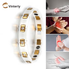 Vinterly-pulsera de circonia cúbica para mujer, brazalete de cerámica de hematita energética, color dorado, joyería 2024 - compra barato