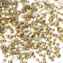 JUNAO 1400pc Mix Size SS6-SS20 Gold Glass Nail Rhinestone Applique Glue On Flatback Stone Nail Crystal Sticker Non Hotfix Strass 2024 - buy cheap