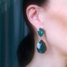SHUANGR Green Resin Rhinstone Earrings Water Drop Shape Earrings for Women Party Jewelry Christmas Gift pendientes 2024 - buy cheap