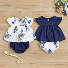 2020 Baby Girls Clothes Set Floral Round Neck Tops Harem Shorts Casual Baby Sets Cotton Cute 2PCs  Infant Clothing 2024 - buy cheap