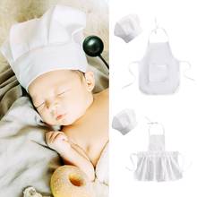 Fantasia de chef para bebês, meninos e meninas, conjunto de avental de cozinha branco para cosplay, adereços para fotografia de recém-nascidos, uniforme de cozinhar 2024 - compre barato