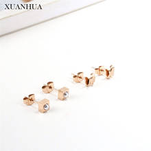 XUANHUA Stainless Steel Jewelry Woman Rose Gold Butterfly Pearl Earrings For Women Jewellery Accessories Mass Effect Wholesale 2024 - buy cheap