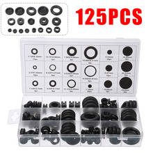 125pcs/kit Black Rubber Grommet Firewall Hole Plug Retaining Ring Set Car Electrical Wire Open Closed Blind Gasket Kit 2024 - buy cheap