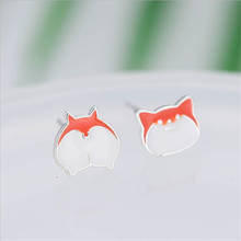 New Fashion Asymmetric Silver Plated Jewelry Not Allergic Lovely Fat Cat Red Epoxy Personality Stud Earrings  SE549 2024 - buy cheap