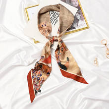 Bufandas de seda delgadas para mujer, pañuelo Retro con pintura al óleo, nuevo diseño, para bolso y cabeza, SJ325 2024 - compra barato