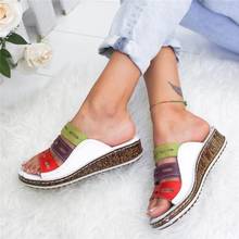 Chinelos femininos novo verão sandálias das senhoras dedo do pé aberto sapatos casuais plataforma cunha slides praia sapatos 2021 2024 - compre barato