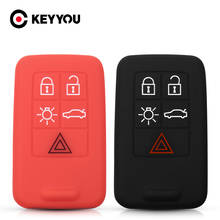 KEYYOU силиконовый чехол для ключей от машины чехол для Volvo XC60 XC40 S90 V40 XC70 V70 S40 V50 дистанционный автомобильный смарт-ключ 5 кнопок брелок аксессуары 2024 - купить недорого