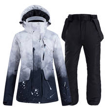 Roupa de inverno feminina, traje de esqui para áreas externas, à prova d'água, conjunto de jaqueta de snowboard e esqui, grosso, respirável, roupas masculinas 2024 - compre barato