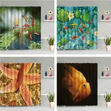 Estilo chinês lotus pond cortina de chuveiro peixinho impresso parede do banheiro pendurado cortinas à prova dwaterproof água gancho tela decoração para casa conjunto 2024 - compre barato