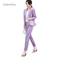 Conjunto de chaqueta y pantalón para mujer, traje elegante, color púrpura, uniforme de negocios, Tops y blusas, novedad de 2020 2024 - compra barato