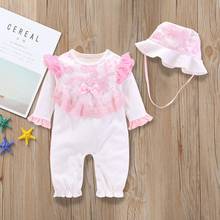 2020 Spring Newborn Baby girl clothes embroidered Birthday Clothes Jumpsuit+Hat 2 pieces Set Newborn baby clothes 0-12M 2024 - buy cheap