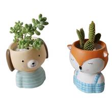 12 Types Ceramic Cute Animal Flower Pot With Cartoon Bear Fox Monkey Painted Succulents Plants Flower Vase Head Home Decoration 2024 - buy cheap