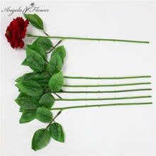 DIY Rose Flower Stem With Leaf Artificial Flower Head Accessories Wedding Flower Wall Materials Home Decoration Florist Craft 2024 - buy cheap