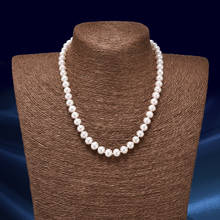 Buena blanco brillante Natural elipse collar de perlas de 8-9mm cultivadas de agua dulce collar de perlas collares para las mujeres joyería fina FEIGE 2024 - compra barato