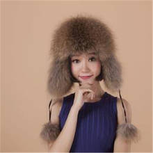 Free size High Quality Winter Women's 100% Nature Mink Fur Hat Nature Fox Fur Ear Cap 2024 - buy cheap