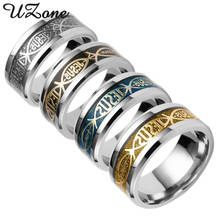 UZone-anillos con letras de Jesús para hombre y mujer, anillo de acero inoxidable clásico de alta calidad para rezar en la Iglesia 2024 - compra barato