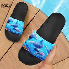 FORUDESIGNS Women's Classic Prints 3D Dolphin Pattern Slippers Casual Indoor Flat Slides Couple Simple Black  Beach Flip Flops 2024 - buy cheap